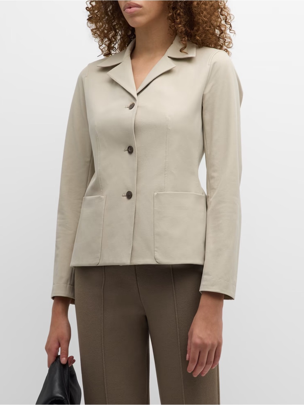 Lafayette 148 New York Notched Lapel Techno Stretch Twill Jacket Size 18